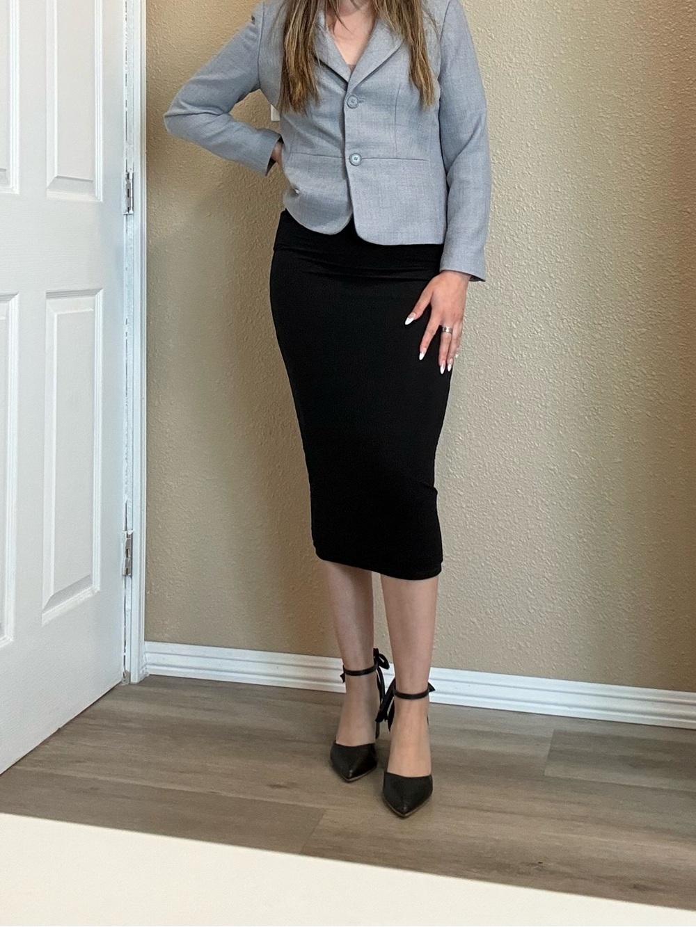 Classic Black Pencil Skirt - Sleek Women's Midi Skirt